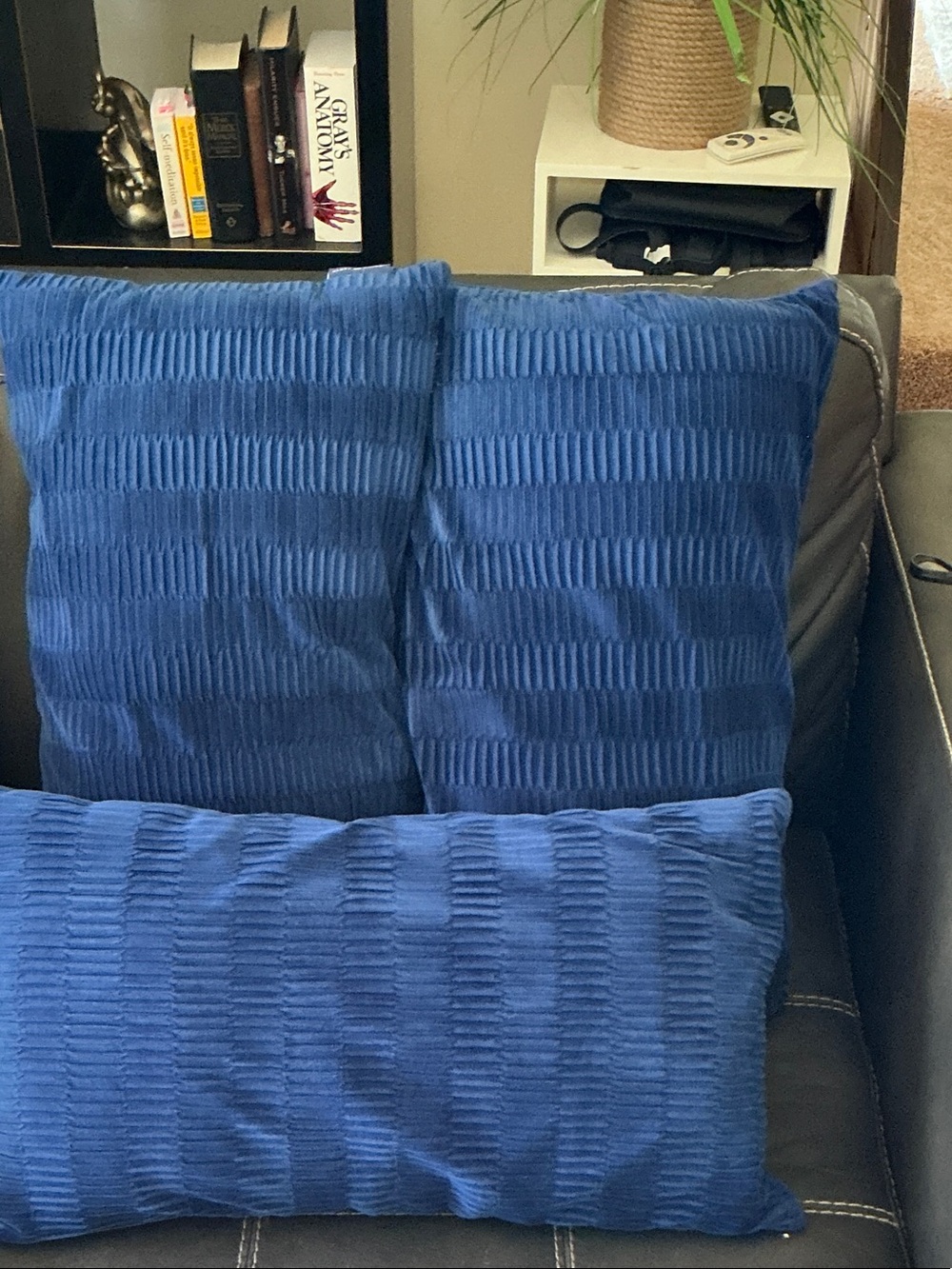 Blue Textured Throw Pillow Set - Home Accents